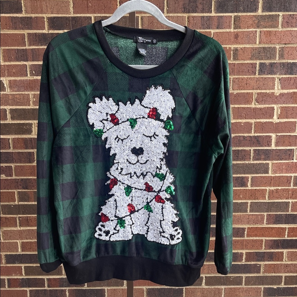 Miss Chievous Green and Gray Plaid Sweater